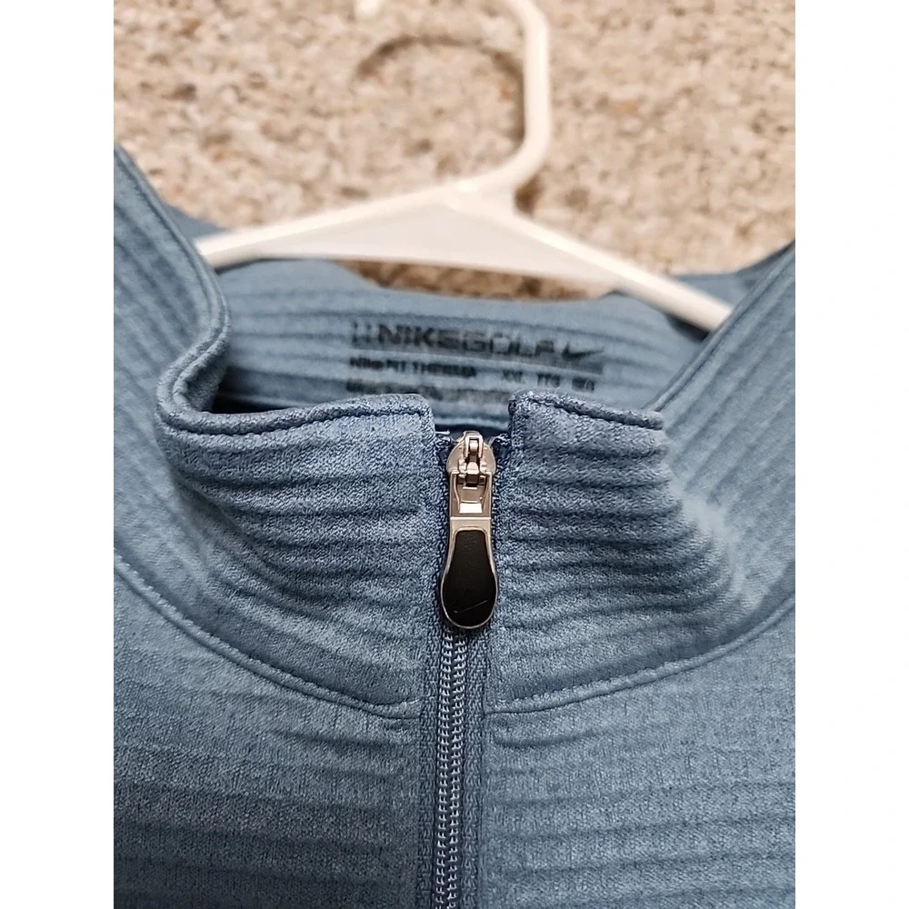 Nike Golf Therma Pullover XXL Blue Black 1/4 Zip Long Sleeve Nike Fit Textured‎